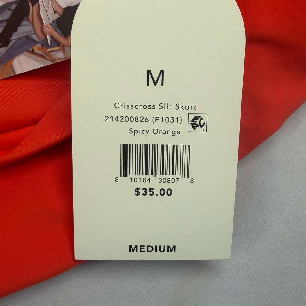 Blogilates Crisscross Slit Skort Spicy Orange Activewear Skirt with Pockets M - Picture 7 of 7